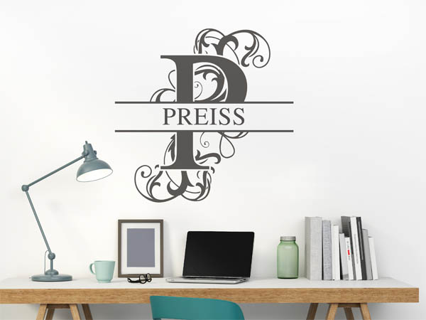 Wandtattoo verschnörkeltes P mit Preiss