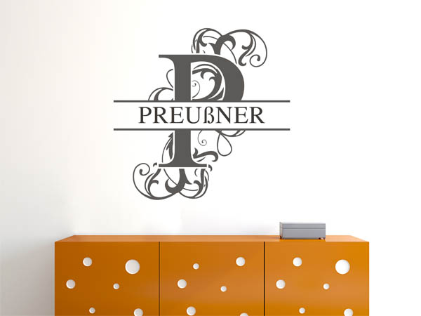 Wandtattoo verschnörkeltes P mit Preußner