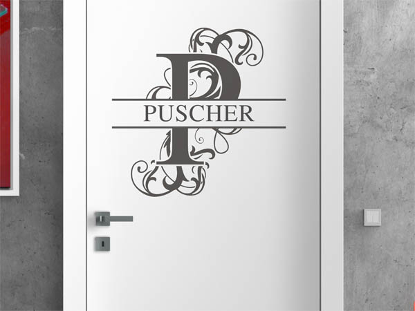 Wandtattoo verschnörkeltes P mit Puscher