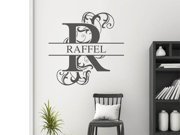 Wandtattoo verschnörkeltes R mit Raffel