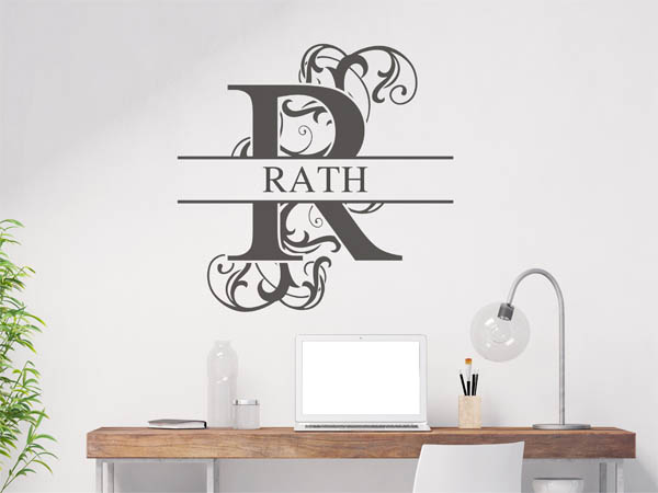 Wandtattoo verschnörkeltes R mit Rath