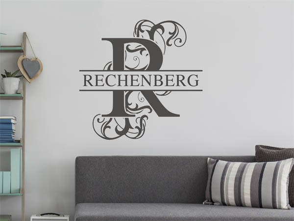 Wandtattoo verschnörkeltes R mit Rechenberg