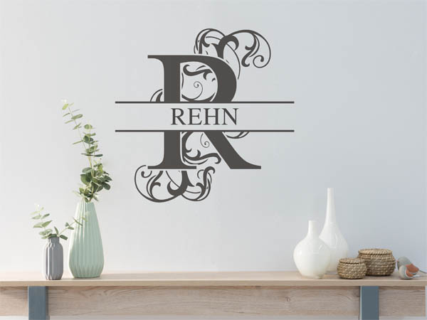 Wandtattoo verschnörkeltes R mit Rehn