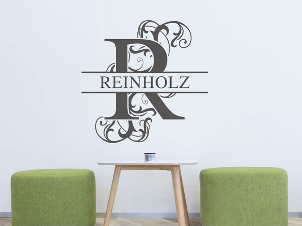 Wandtattoo verschnörkeltes R mit Reinholz