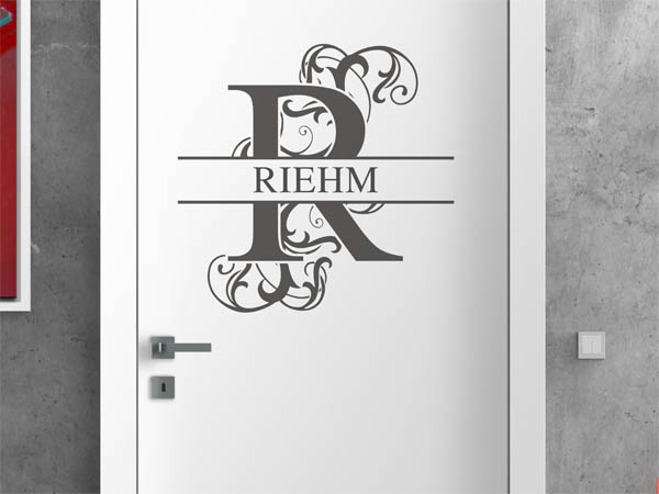 Wandtattoo verschnörkeltes R mit Riehm