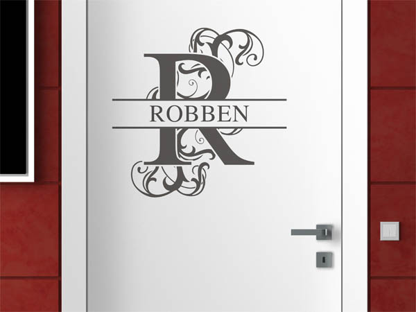 Wandtattoo verschnörkeltes R mit Robben