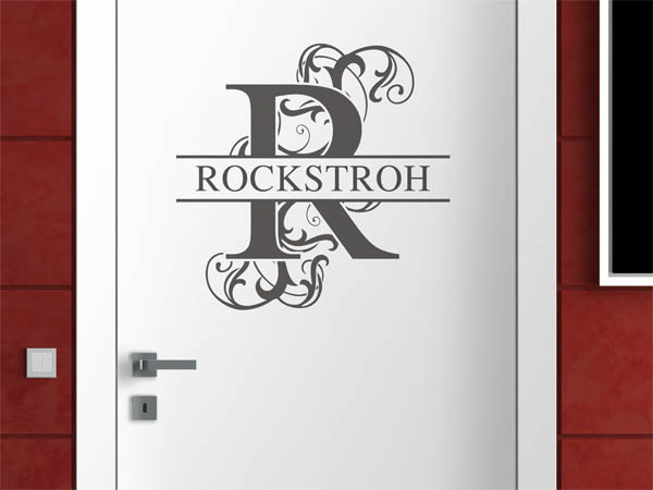 Wandtattoo verschnörkeltes R mit Rockstroh