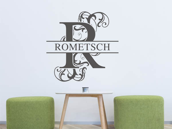 Wandtattoo verschnörkeltes R mit Rometsch
