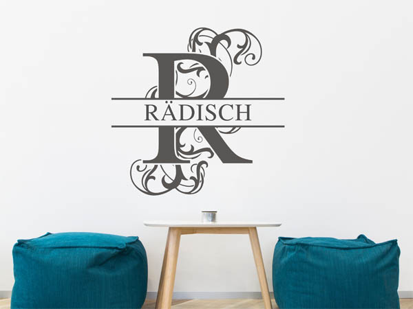 Wandtattoo verschnörkeltes R mit Rädisch