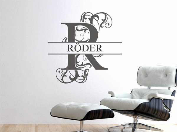 Wandtattoo verschnörkeltes R mit Röder