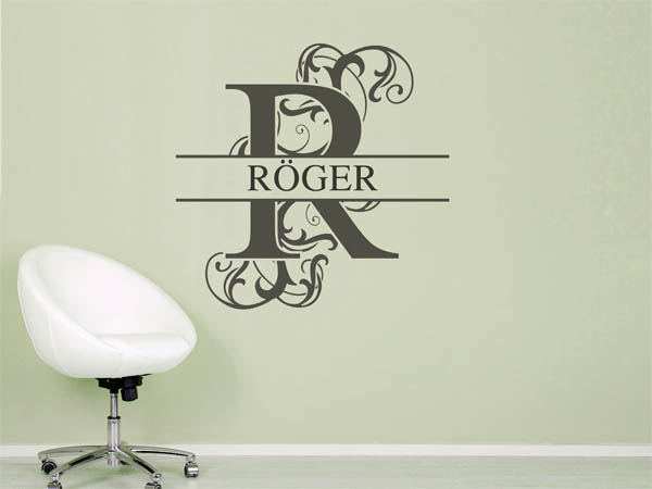 Wandtattoo verschnörkeltes R mit Röger