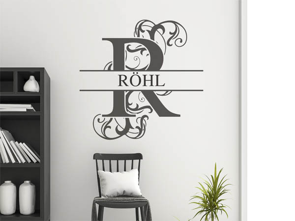 Wandtattoo verschnörkeltes R mit Röhl
