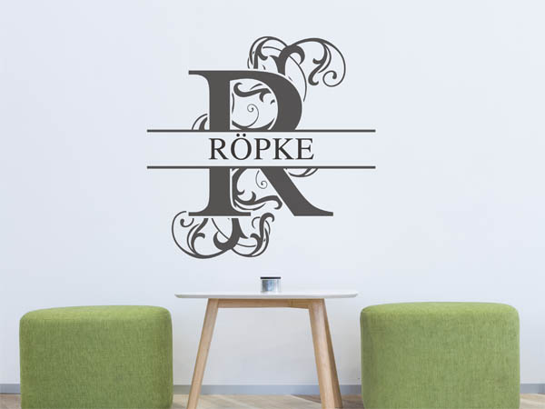 Wandtattoo verschnörkeltes R mit Röpke