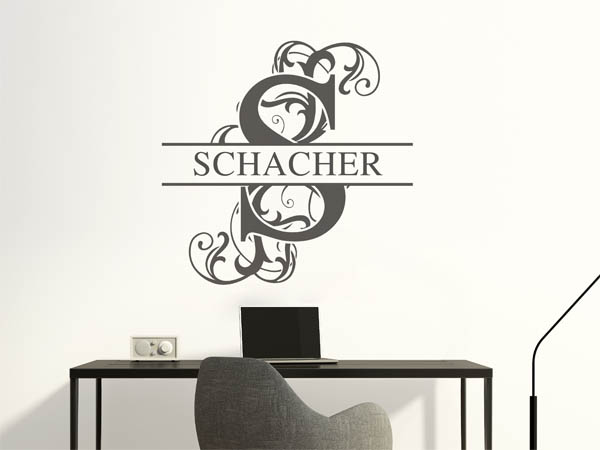 Wandtattoo verschnörkeltes S mit Schacher