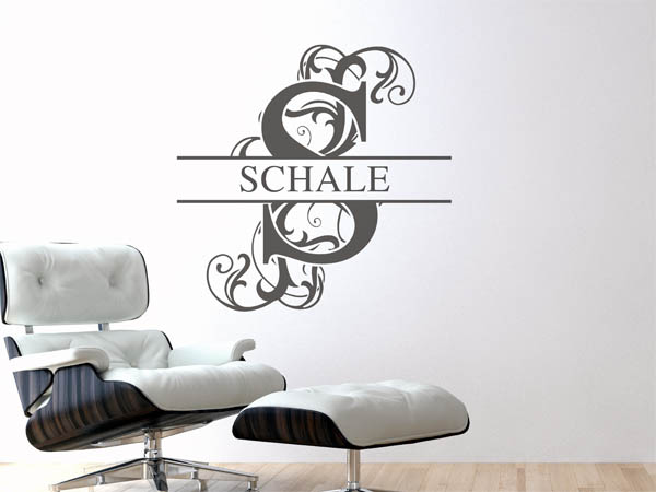 Wandtattoo verschnörkeltes S mit Schale