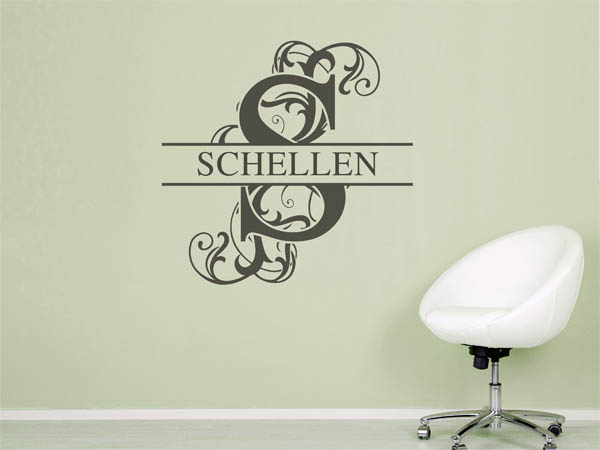 Wandtattoo verschnörkeltes S mit Schellen
