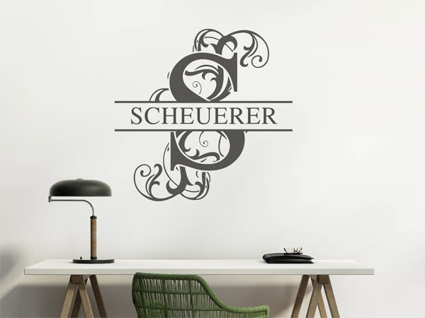 Wandtattoo verschnörkeltes S mit Scheuerer