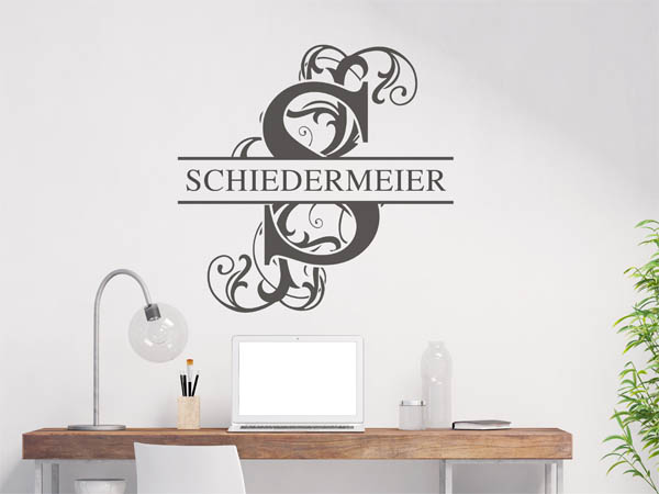 Wandtattoo verschnörkeltes S mit Schiedermeier