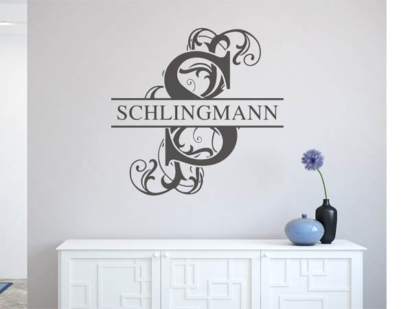 Wandtattoo verschnörkeltes S mit Schlingmann