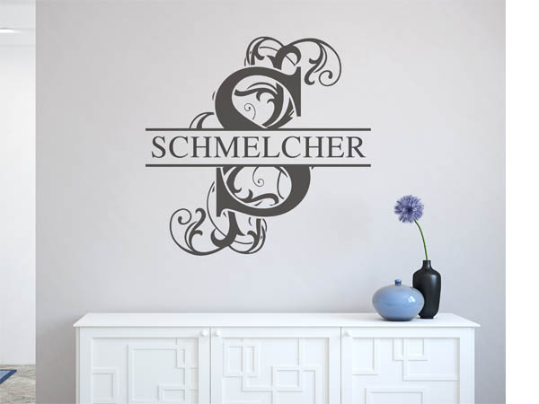 Wandtattoo verschnörkeltes S mit Schmelcher