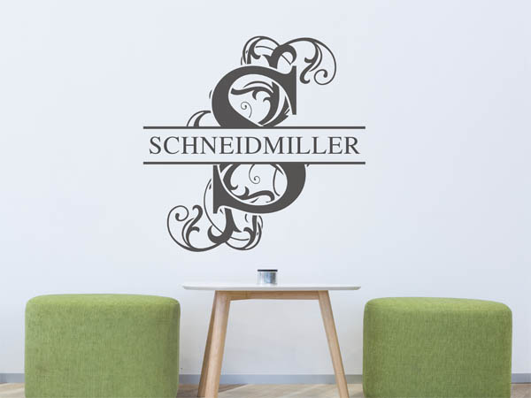Wandtattoo verschnörkeltes S mit Schneidmiller