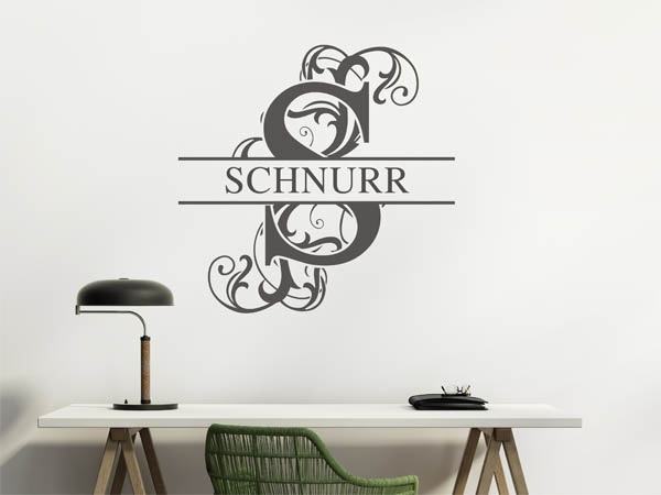 Wandtattoo verschnörkeltes S mit Schnurr