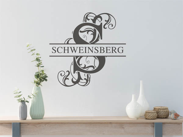 Wandtattoo verschnörkeltes S mit Schweinsberg