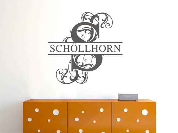 Wandtattoo verschnörkeltes S mit Schöllhorn