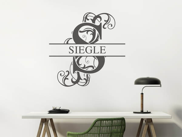 Wandtattoo verschnörkeltes S mit Siegle
