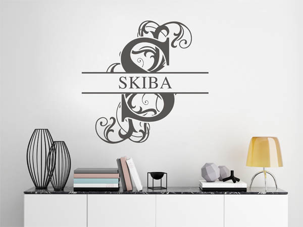 Wandtattoo verschnörkeltes S mit Skiba
