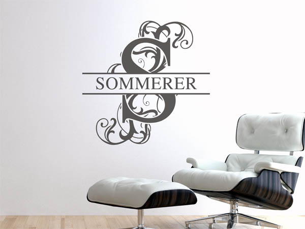 Wandtattoo verschnörkeltes S mit Sommerer