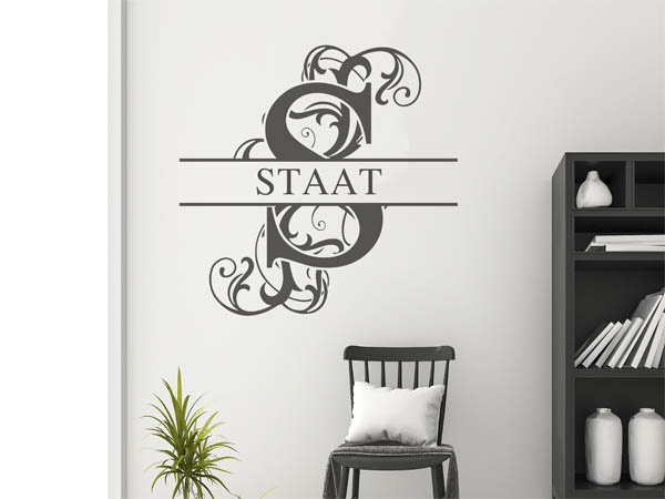Wandtattoo verschnörkeltes S mit Staat
