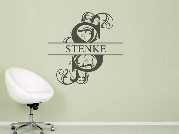 Wandtattoo verschnörkeltes S mit Stenke