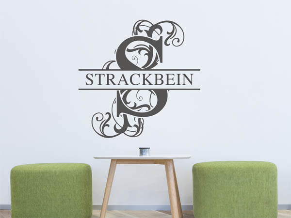 Wandtattoo verschnörkeltes S mit Strackbein