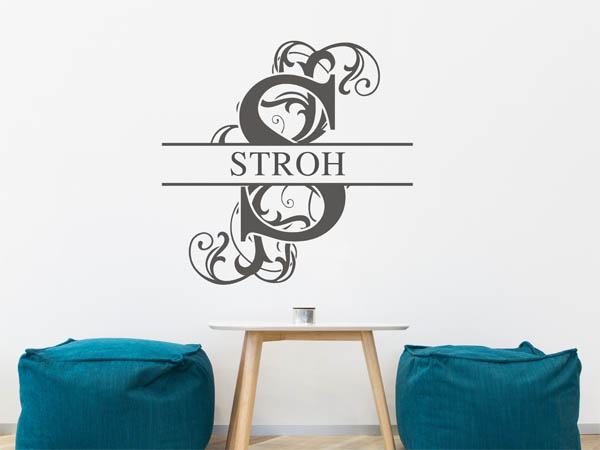 Wandtattoo verschnörkeltes S mit Stroh