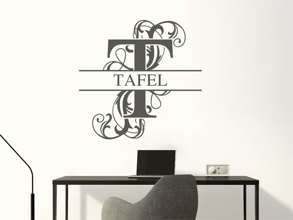 Wandtattoo verschnörkeltes T mit Tafel