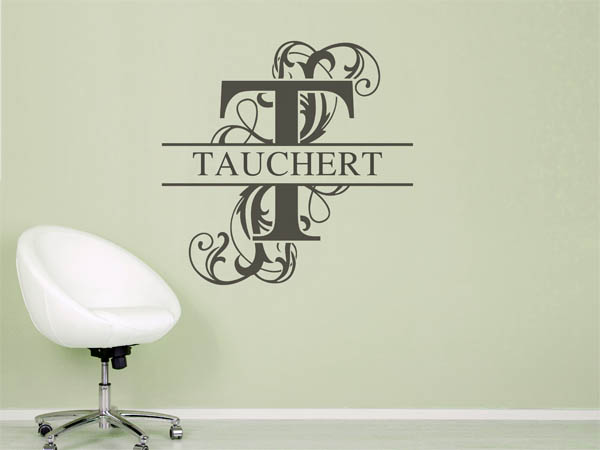Wandtattoo verschnörkeltes T mit Tauchert