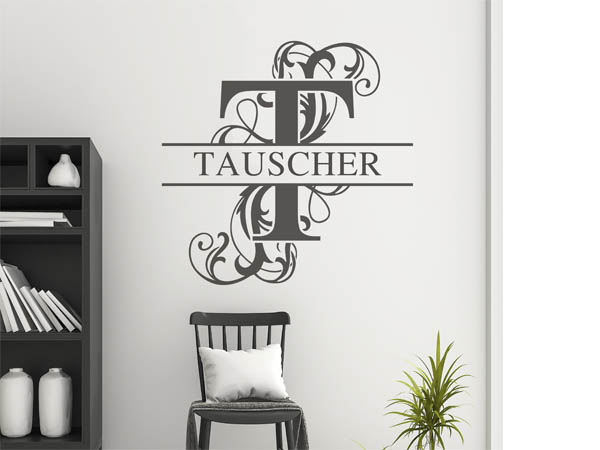 Wandtattoo verschnörkeltes T mit Tauscher