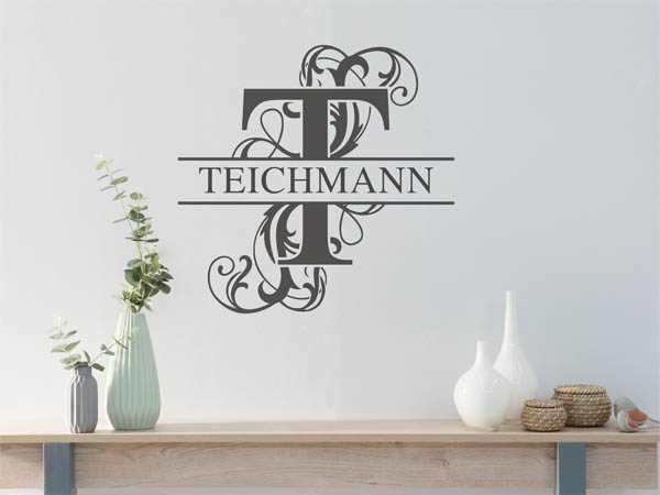 Wandtattoo verschnörkeltes T mit Teichmann