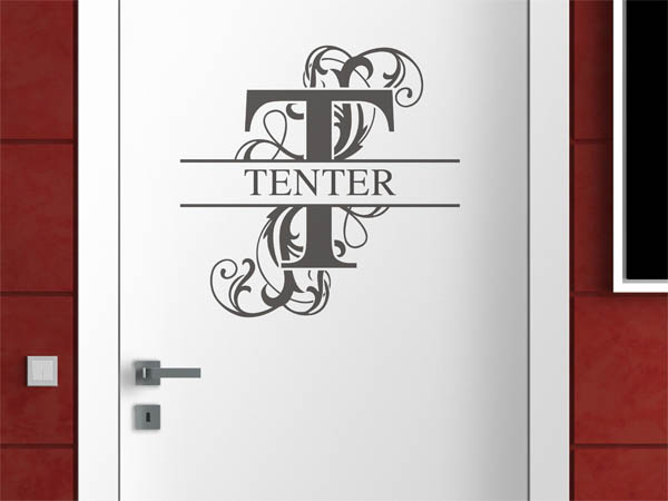 Wandtattoo verschnörkeltes T mit Tenter