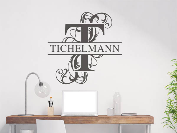 Wandtattoo verschnörkeltes T mit Tichelmann