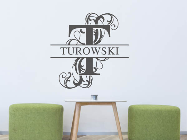 Wandtattoo verschnörkeltes T mit Turowski