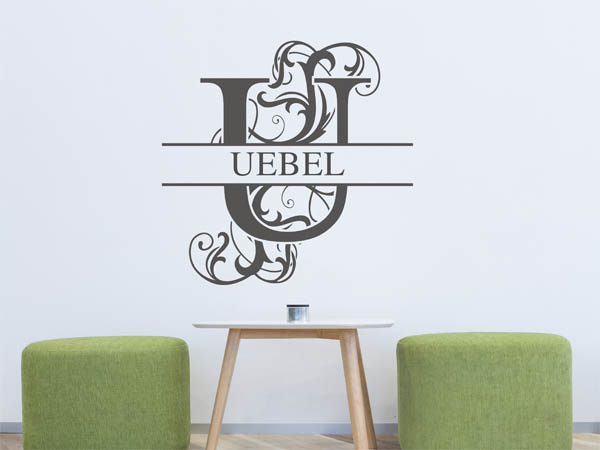 Wandtattoo verschnörkeltes U mit Uebel