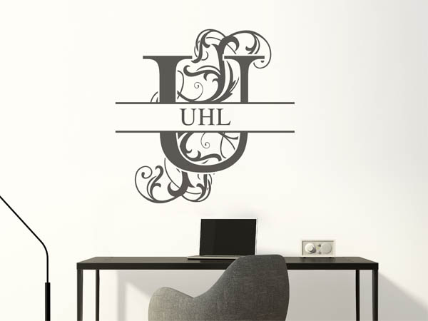 Wandtattoo verschnörkeltes U mit Uhl