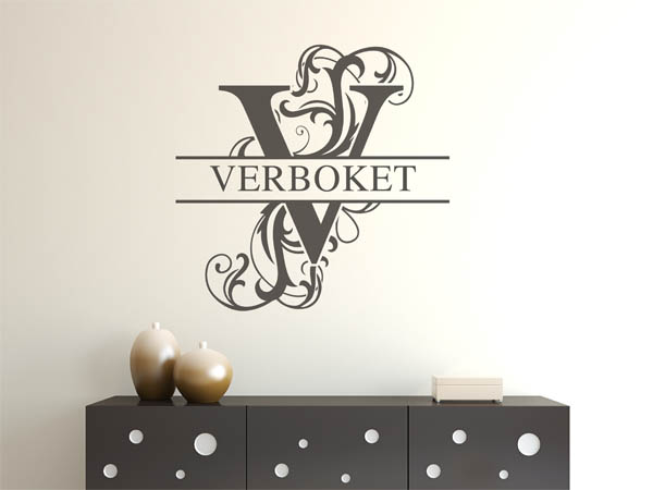 Wandtattoo verschnörkeltes V mit Verboket