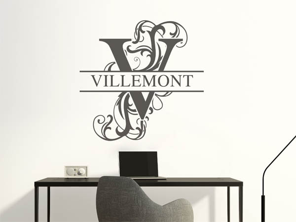 Wandtattoo verschnörkeltes V mit Villemont