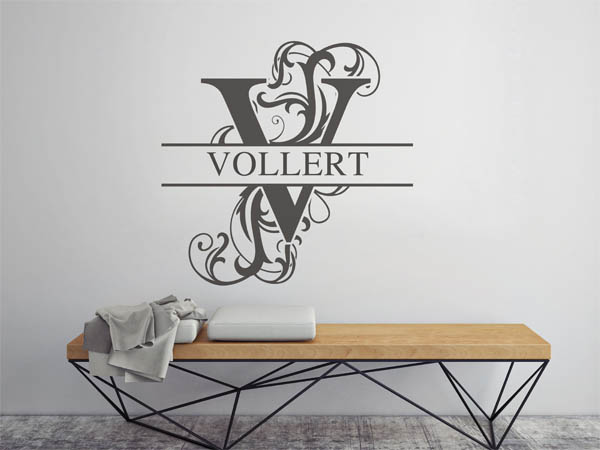 Wandtattoo verschnörkeltes V mit Vollert