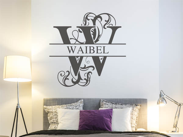 Wandtattoo verschnörkeltes W mit Waibel