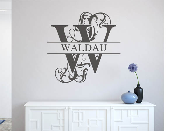 Wandtattoo verschnörkeltes W mit Waldau