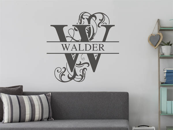 Wandtattoo verschnörkeltes W mit Walder
